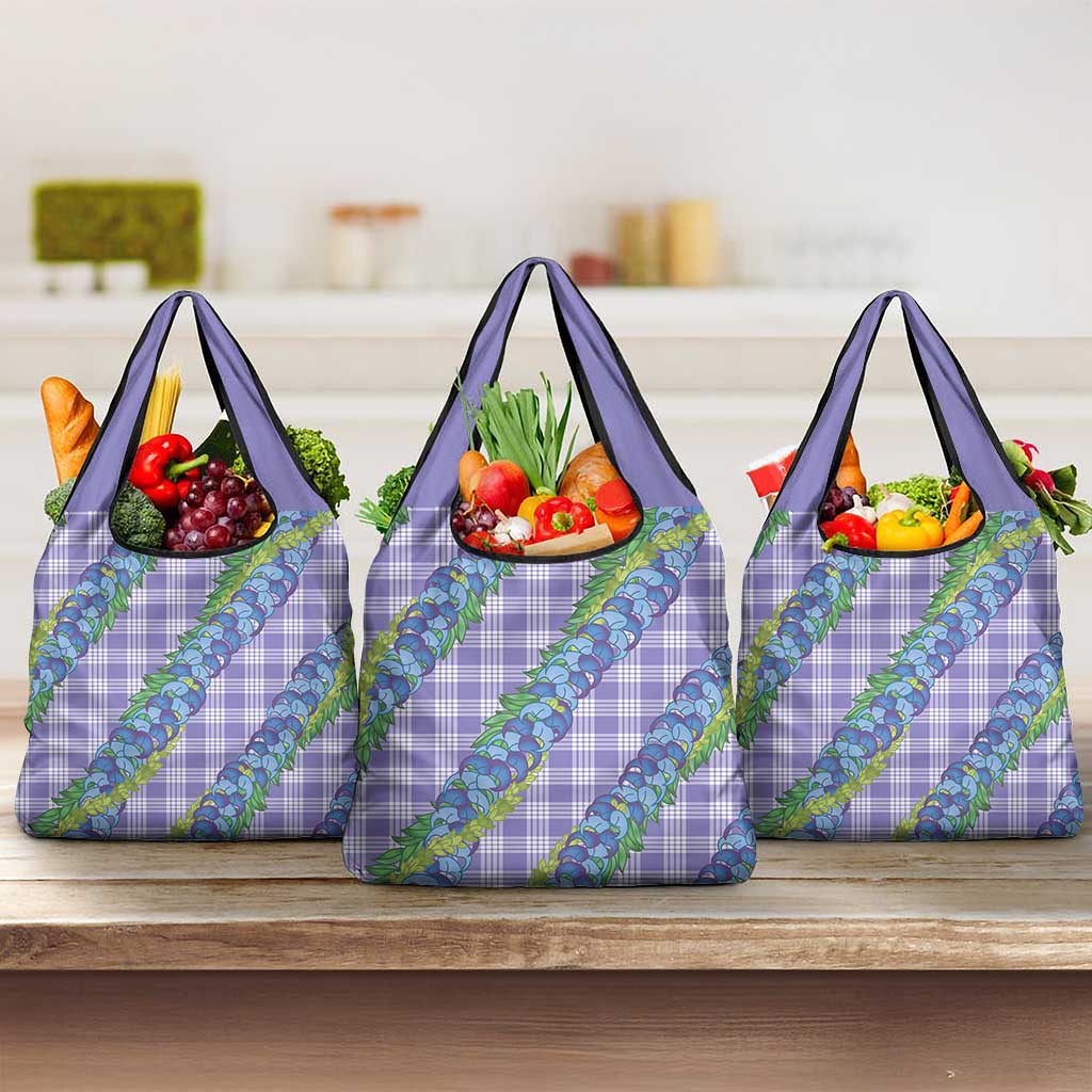 Hawaii Jade Vine Lei Grocery Bag Aloha Palaka Motif - Purple - Polynesian Pride