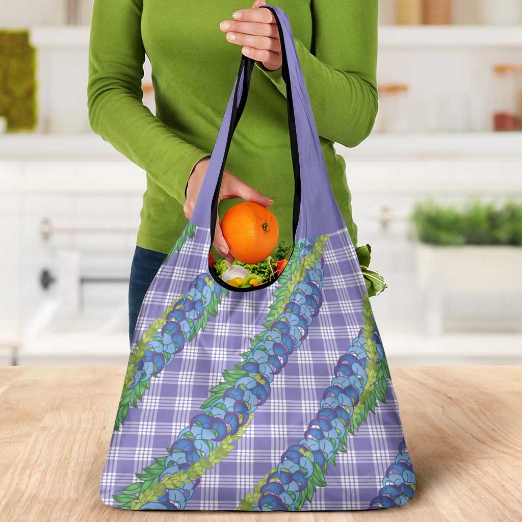 Hawaii Jade Vine Lei Grocery Bag Aloha Palaka Motif - Purple - Polynesian Pride