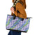 Hawaii Jade Vine Lei Leather Tote Bag Aloha Palaka Motif - Purple - Polynesian Pride