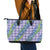 Hawaii Jade Vine Lei Leather Tote Bag Aloha Palaka Motif - Purple - Polynesian Pride