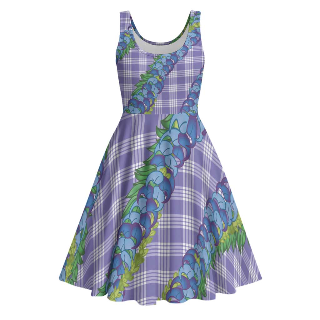 Hawaii Jade Vine Lei Midi Dress Aloha Palaka Motif - Purple - Polynesian Pride