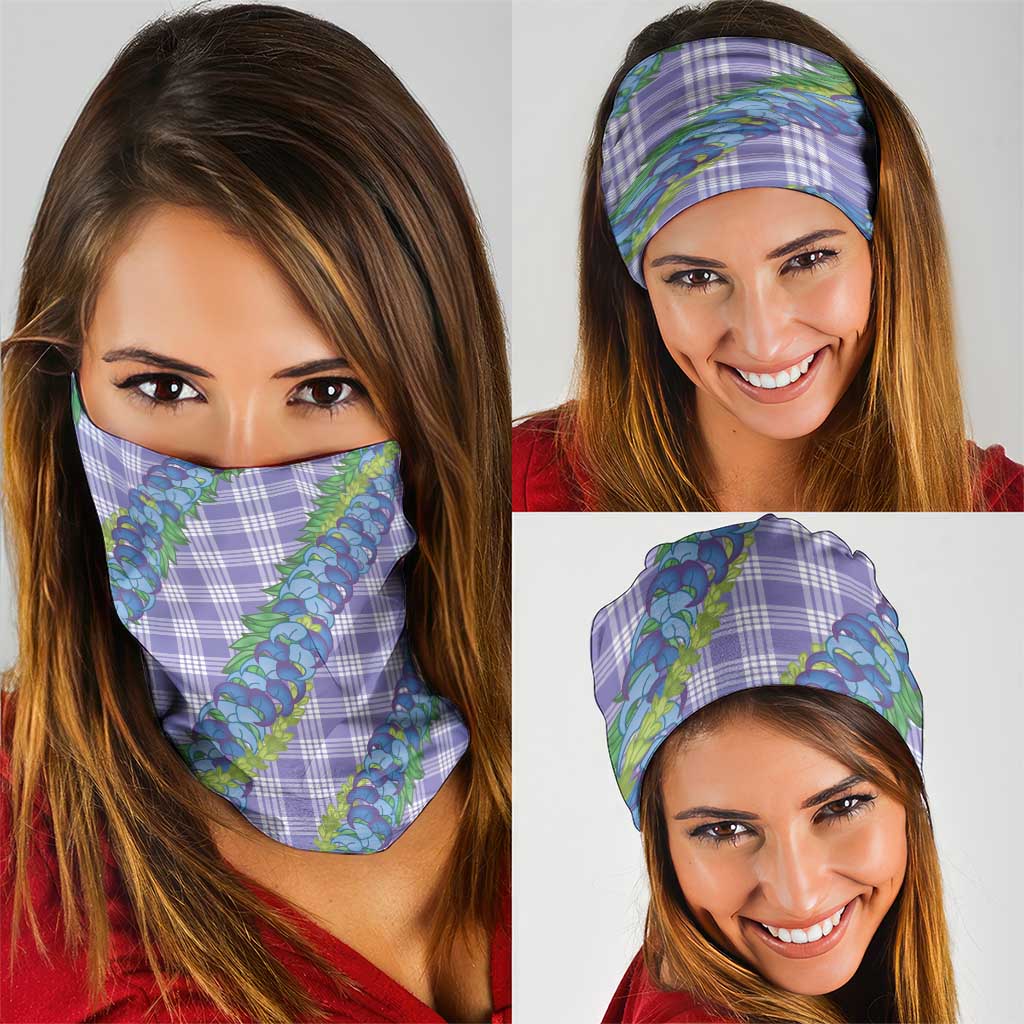Hawaii Jade Vine Lei Neck Gaiter Aloha Palaka Motif - Purple - Polynesian Pride