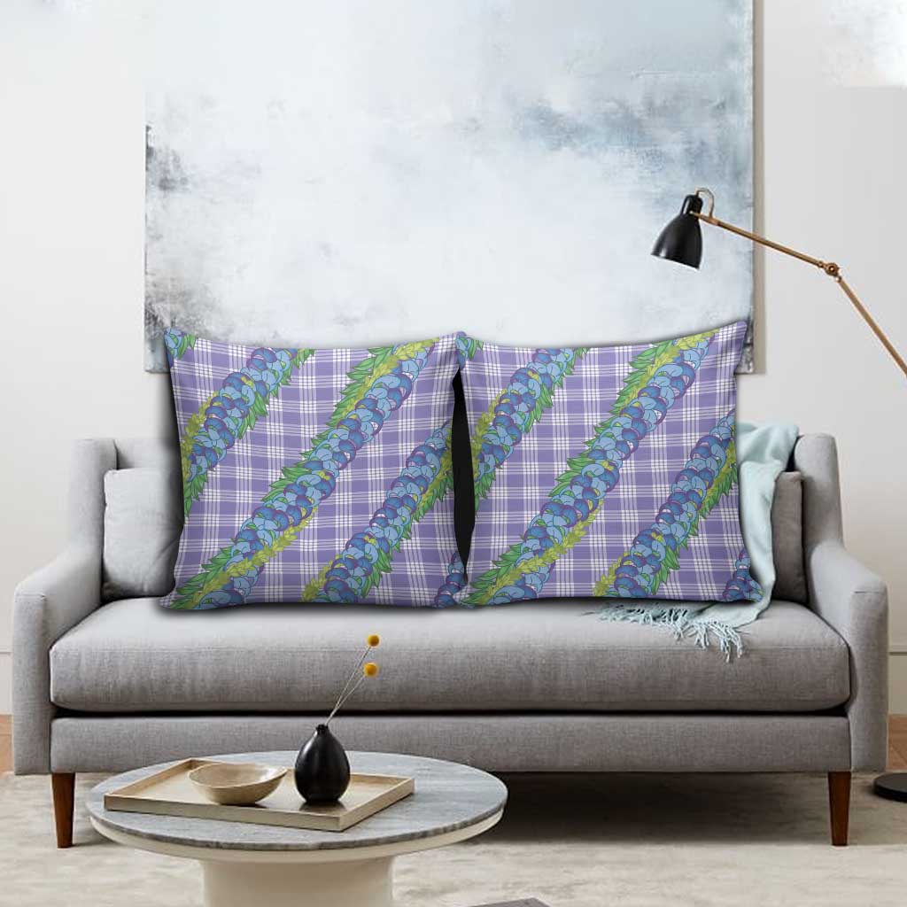 Hawaii Jade Vine Lei Pillow Cover Aloha Palaka Motif - Purple - Polynesian Pride