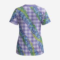 Hawaii Jade Vine Lei Scrub Top Aloha Palaka Motif - Purple - Polynesian Pride