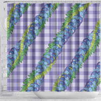Hawaii Jade Vine Lei Shower Curtain Aloha Palaka Motif - Purple - Polynesian Pride