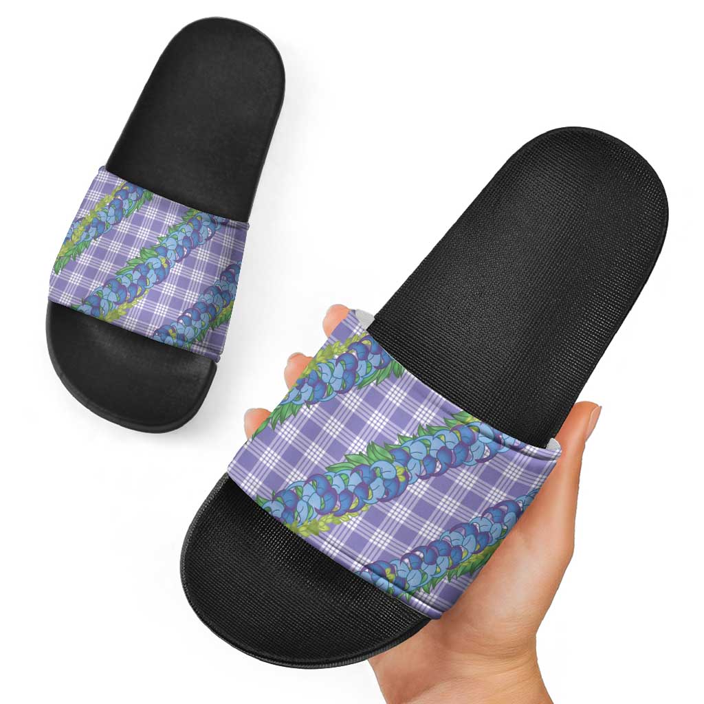 Hawaii Jade Vine Lei Slide Sandals Aloha Palaka Motif - Purple - Polynesian Pride