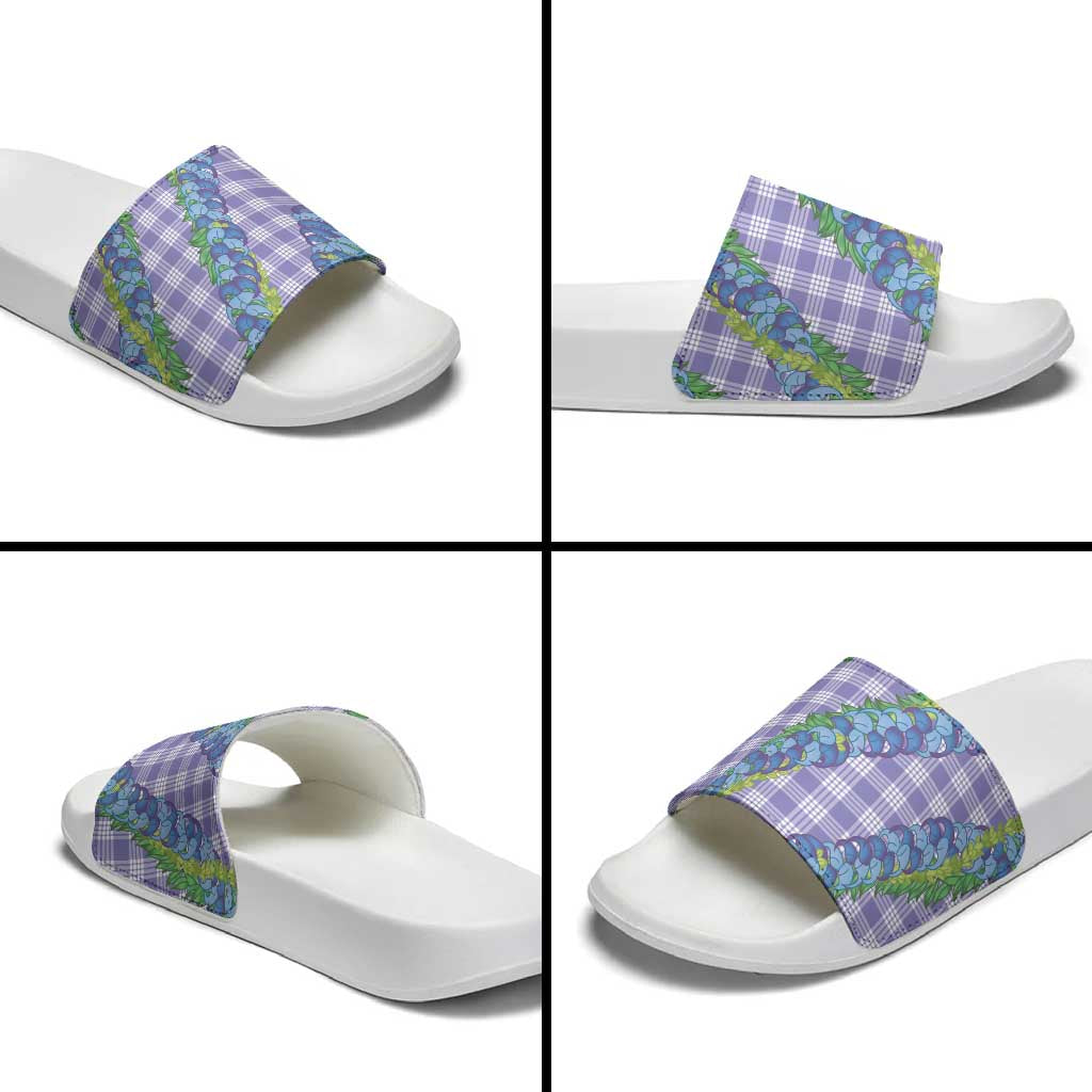 Hawaii Jade Vine Lei Slide Sandals Aloha Palaka Motif - Purple - Polynesian Pride