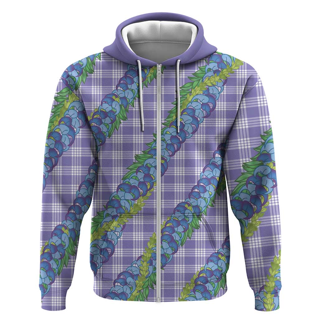 Hawaii Jade Vine Lei Zip Hoodie Aloha Palaka Motif - Purple - Polynesian Pride