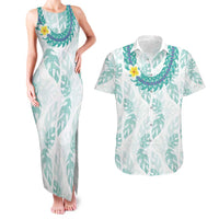Jade Vine Lei Hawaii Couples Matching Tank Maxi Dress and Hawaiian Shirt Aloha Seamless Tropical Leaves LT14 White - Polynesian Pride
