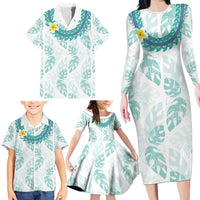 Jade Vine Lei Hawaii Family Matching Long Sleeve Bodycon Dress and Hawaiian Shirt Aloha Seamless Tropical Leaves LT14 - Polynesian Pride