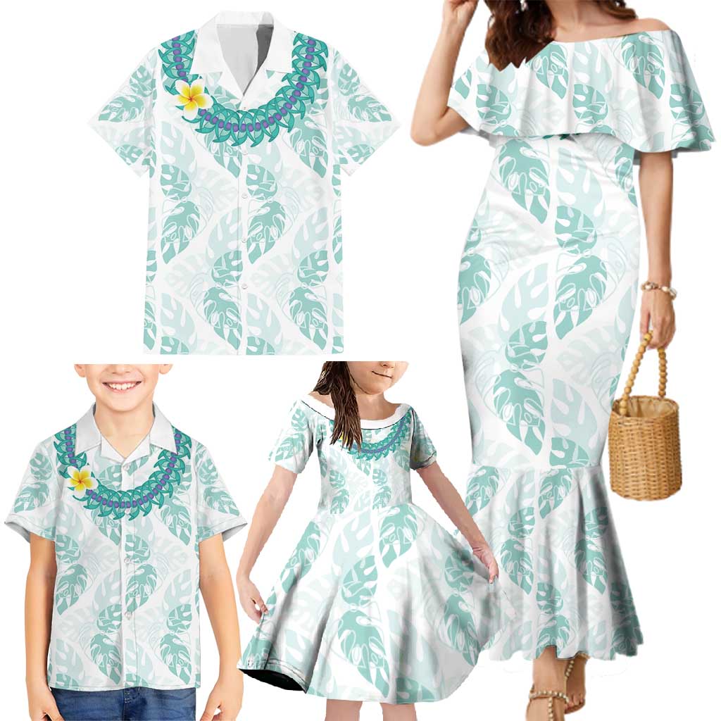 Jade Vine Lei Hawaii Family Matching Mermaid Dress and Hawaiian Shirt Aloha Seamless Tropical Leaves LT14 - Polynesian Pride