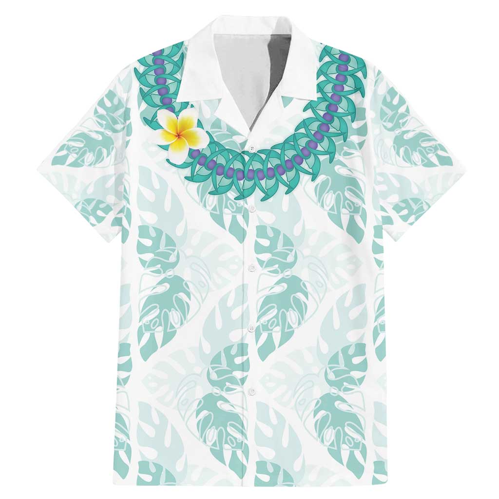 Jade Vine Lei Hawaii Family Matching Mermaid Dress and Hawaiian Shirt Aloha Seamless Tropical Leaves LT14 Dad's Shirt - Short Sleeve White - Polynesian Pride