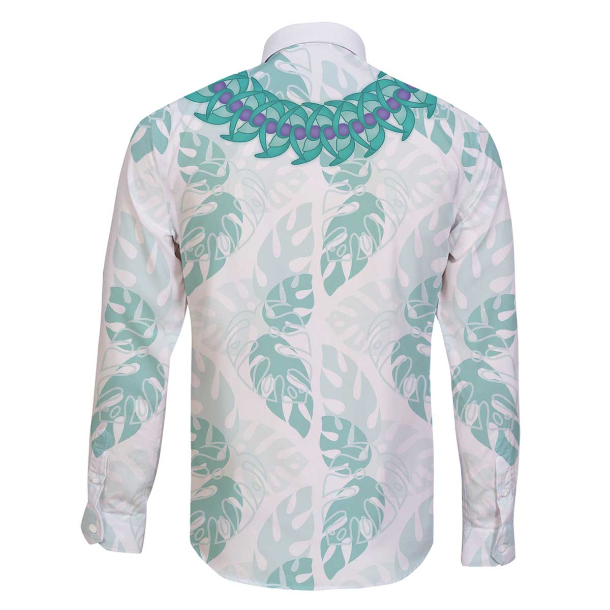 Jade Vine Lei Hawaii Family Matching Off The Shoulder Long Sleeve Dress and Hawaiian Shirt Aloha Seamless Tropical Leaves LT14 - Polynesian Pride