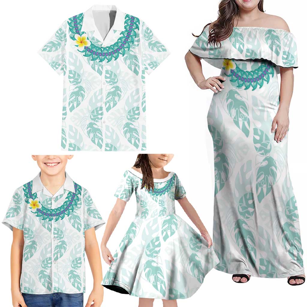 Jade Vine Lei Hawaii Family Matching Off Shoulder Maxi Dress and Hawaiian Shirt Aloha Seamless Tropical Leaves LT14 - Polynesian Pride