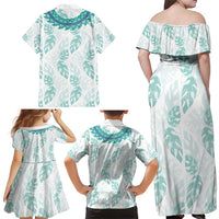 Jade Vine Lei Hawaii Family Matching Off Shoulder Maxi Dress and Hawaiian Shirt Aloha Seamless Tropical Leaves LT14 - Polynesian Pride