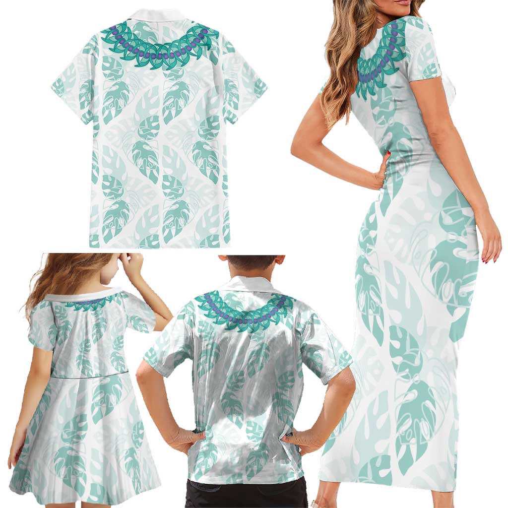Jade Vine Lei Hawaii Family Matching Short Sleeve Bodycon Dress and Hawaiian Shirt Aloha Seamless Tropical Leaves LT14 - Polynesian Pride