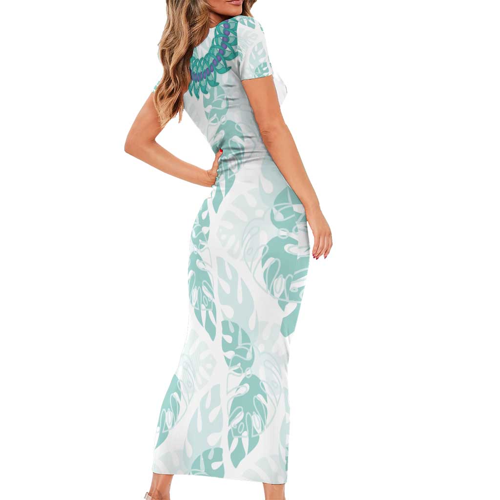 Jade Vine Lei Hawaii Family Matching Short Sleeve Bodycon Dress and Hawaiian Shirt Aloha Seamless Tropical Leaves LT14 - Polynesian Pride