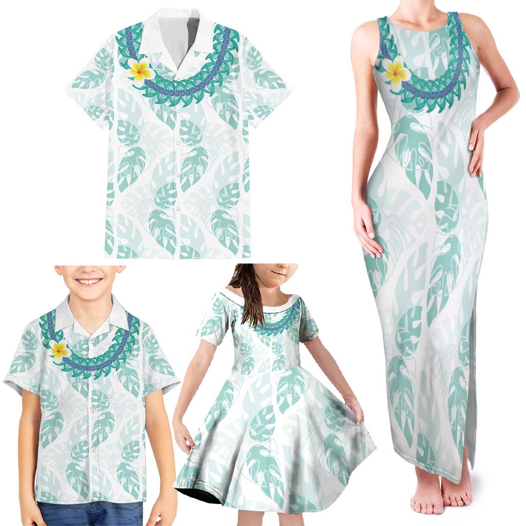 Jade Vine Lei Hawaii Family Matching Tank Maxi Dress and Hawaiian Shirt Aloha Seamless Tropical Leaves LT14 - Polynesian Pride