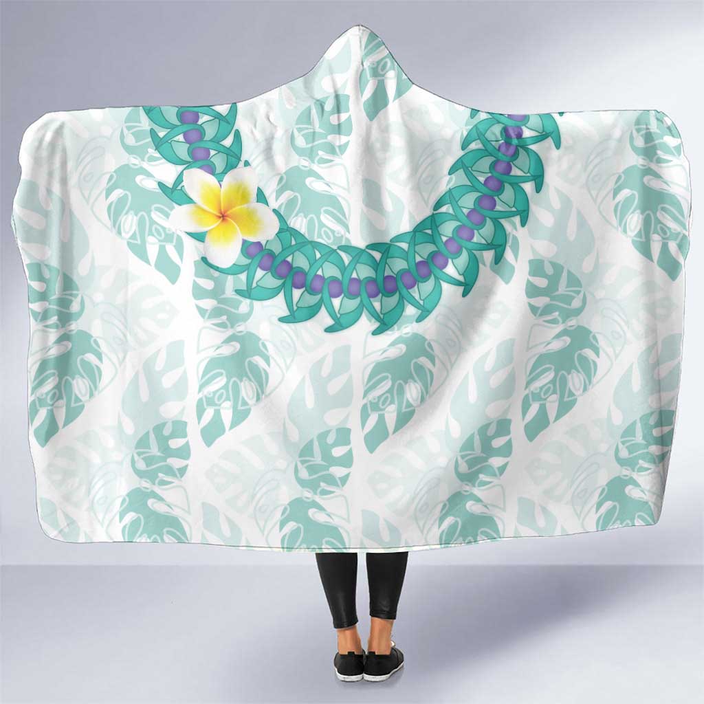 Jade Vine Lei Hawaii Hooded Blanket Aloha Seamless Tropical Leaves LT14 One Size White - Polynesian Pride
