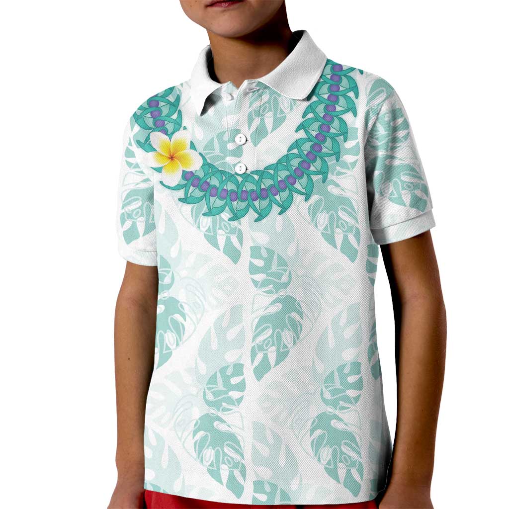 Jade Vine Lei Hawaii Kid Polo Shirt Aloha Seamless Tropical Leaves LT14 Kid White - Polynesian Pride
