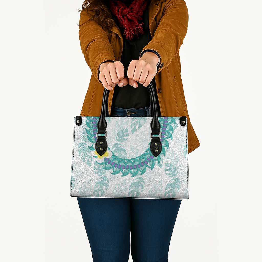 Jade Vine Lei Hawaii Leather Bag Aloha Seamless Tropical Leaves - Polynesian Pride
