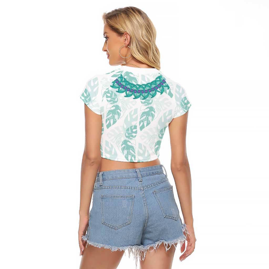 Jade Vine Lei Hawaii Raglan Cropped T Shirt Aloha Seamless Tropical Leaves LT14 - Polynesian Pride