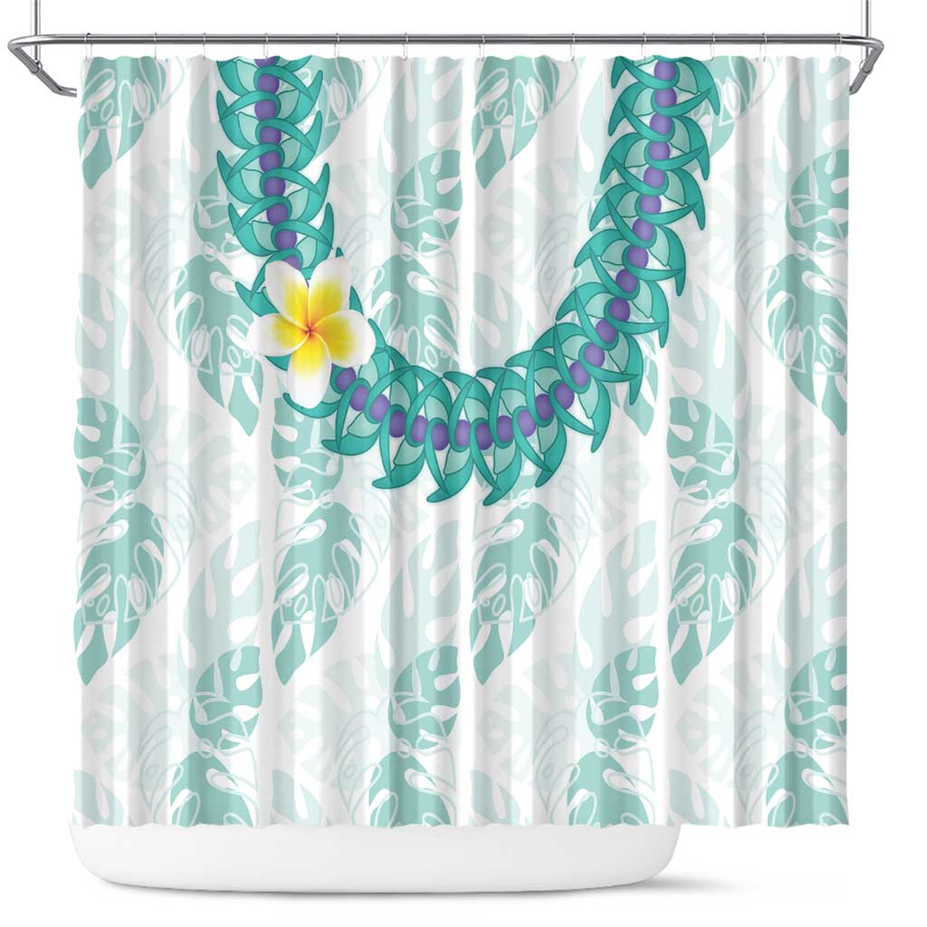Jade Vine Lei Hawaii Shower Curtain Aloha Seamless Tropical Leaves LT14 White - Polynesian Pride