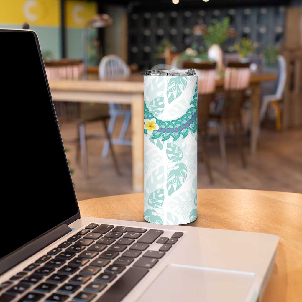 Jade Vine Lei Hawaii Skinny Tumbler Aloha Seamless Tropical Leaves - Polynesian Pride