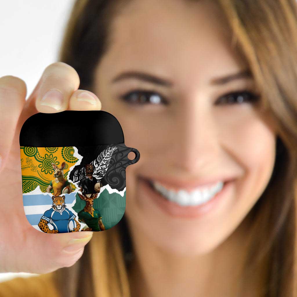 Rugby 2025 Championship AirPods Case Southern Hemisphere Countries Mascots - Polynesian Pride