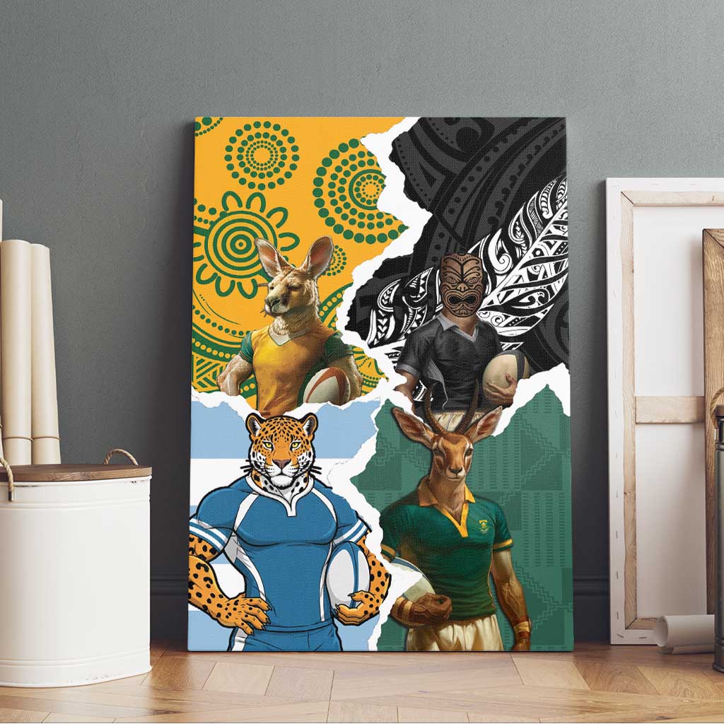 Rugby 2025 Championship Canvas Wall Art Southern Hemisphere Countries Mascots - Polynesian Pride