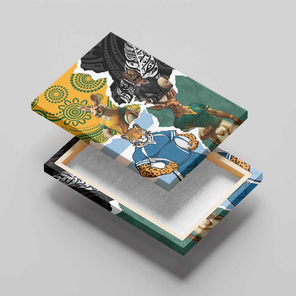 Rugby 2025 Championship Canvas Wall Art Southern Hemisphere Countries Mascots - Polynesian Pride