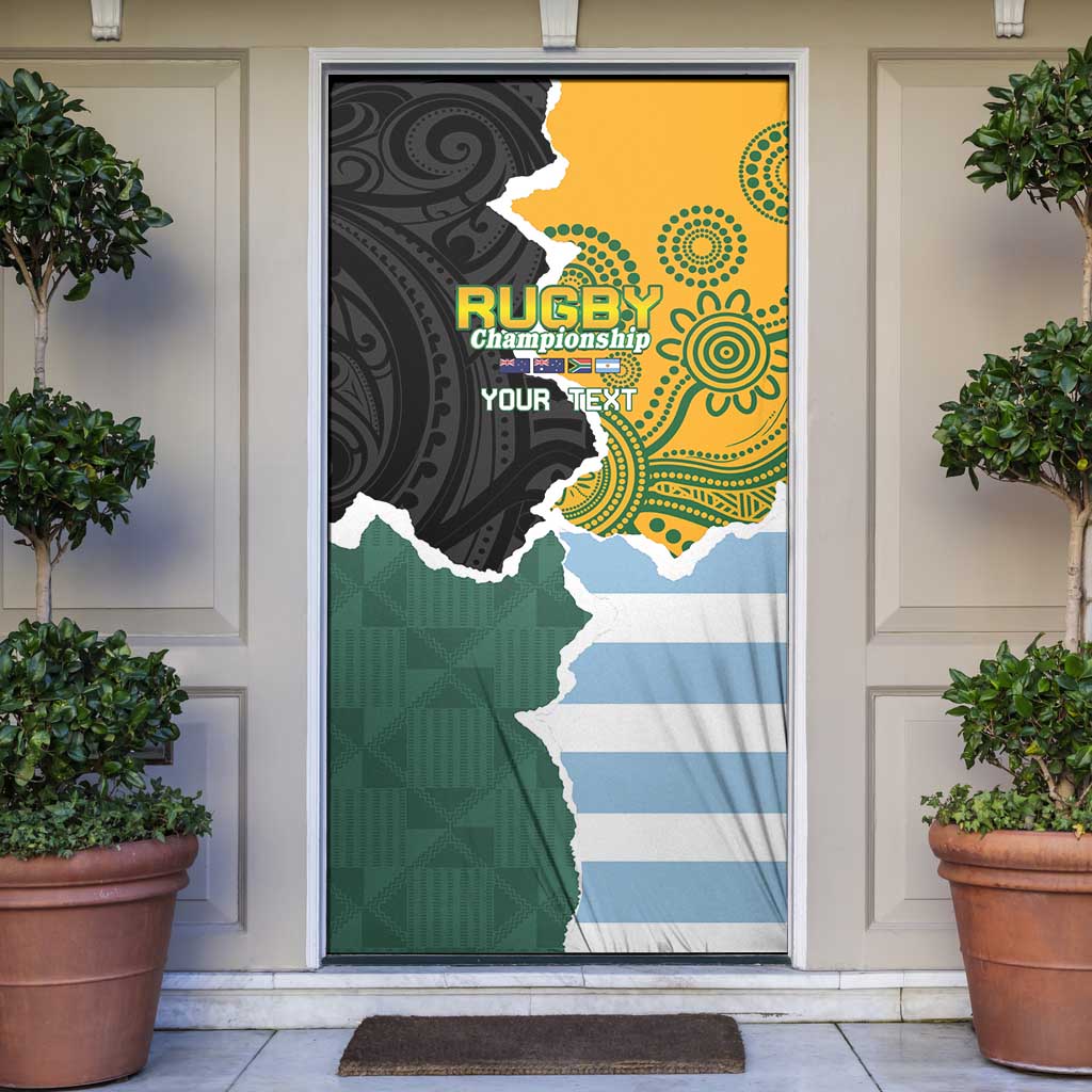 Rugby 2025 Championship Door Cover Southern Hemisphere Countries Mascots LT14 Black - Polynesian Pride