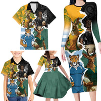 Personalised Rugby 2025 Championship Family Matching Long Sleeve Bodycon Dress and Hawaiian Shirt Southern Hemisphere Countries Mascots LT14 - Polynesian Pride