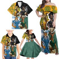 Personalised Rugby 2025 Championship Family Matching Off Shoulder Maxi Dress and Hawaiian Shirt Southern Hemisphere Countries Mascots LT14 - Polynesian Pride