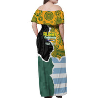 Personalised Rugby 2025 Championship Family Matching Off Shoulder Maxi Dress and Hawaiian Shirt Southern Hemisphere Countries Mascots LT14 - Polynesian Pride