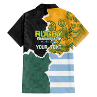 Personalised Rugby 2025 Championship Family Matching Off Shoulder Short Dress and Hawaiian Shirt Southern Hemisphere Countries Mascots LT14 - Polynesian Pride