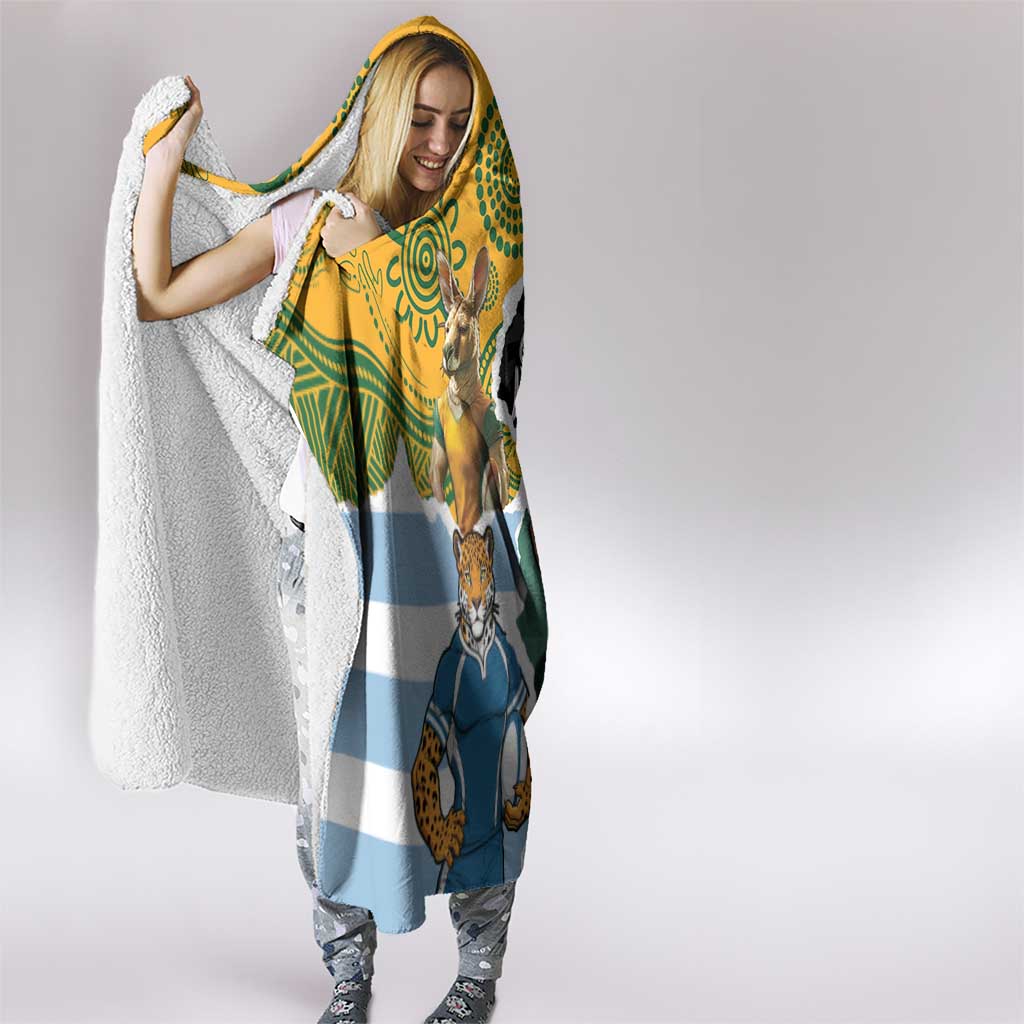 Rugby 2025 Championship Hooded Blanket Southern Hemisphere Countries Mascots - Polynesian Pride