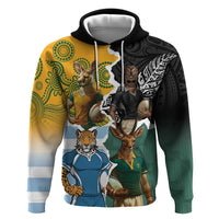 Personalised Rugby 2025 Championship Hoodie Southern Hemisphere Countries Mascots - Polynesian Pride