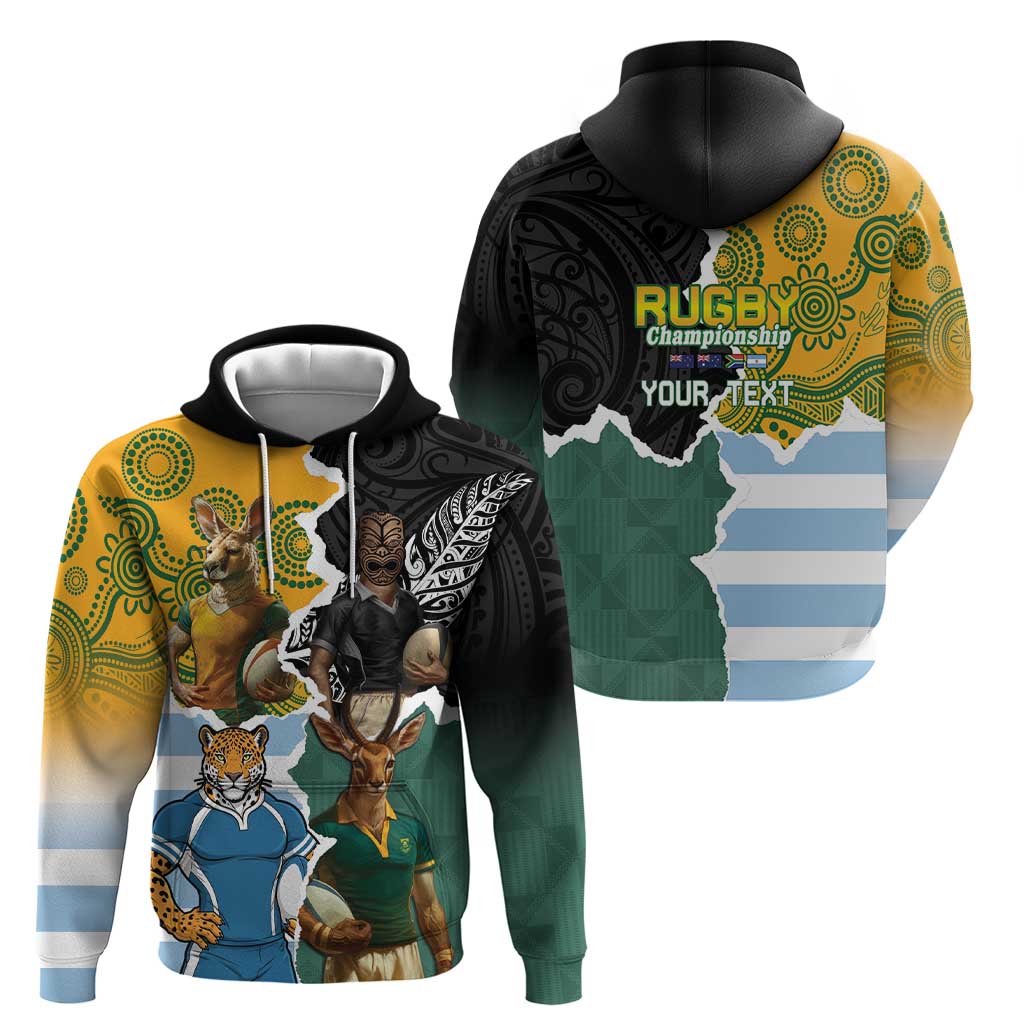 Personalised Rugby 2025 Championship Hoodie Southern Hemisphere Countries Mascots - Polynesian Pride