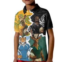 Personalised Rugby 2025 Championship Kid Polo Shirt Southern Hemisphere Countries Mascots - Polynesian Pride