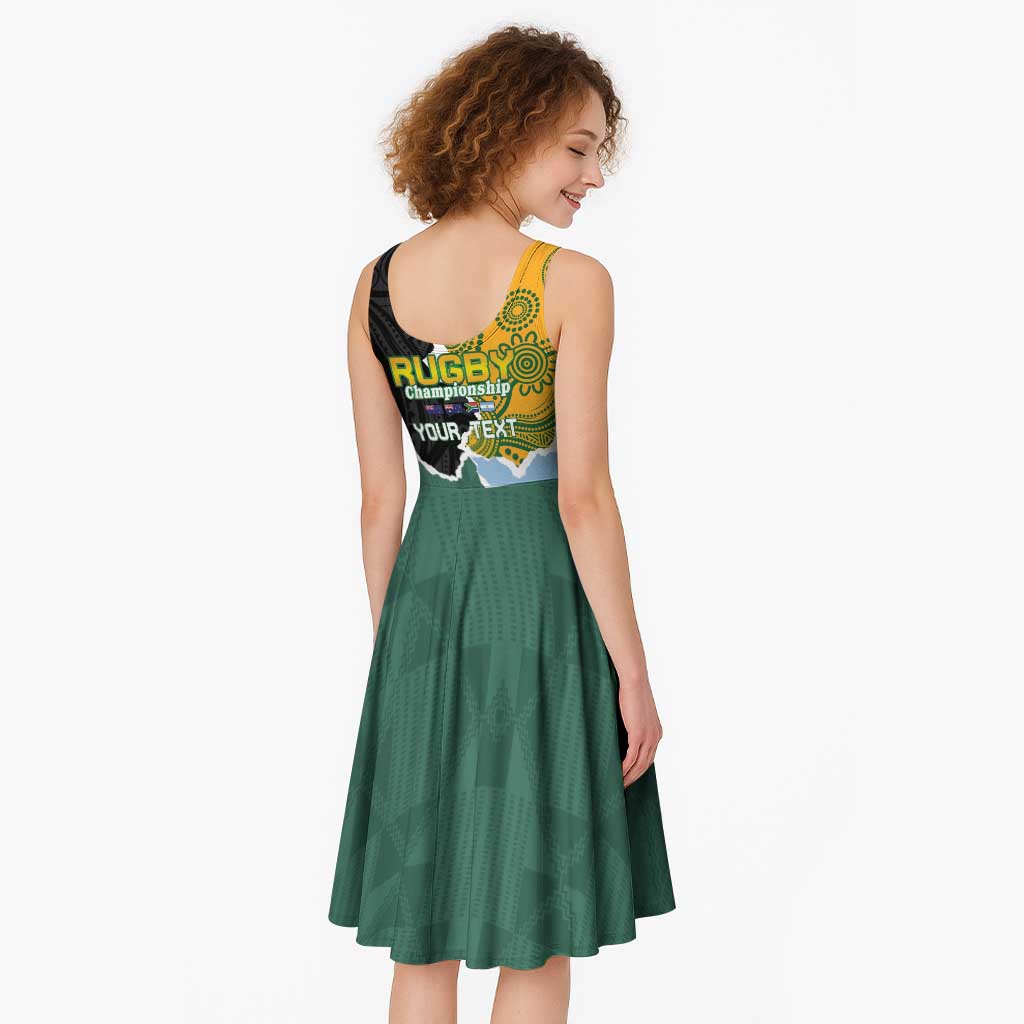Personalised Rugby 2025 Championship Midi Dress Southern Hemisphere Countries Mascots - Polynesian Pride
