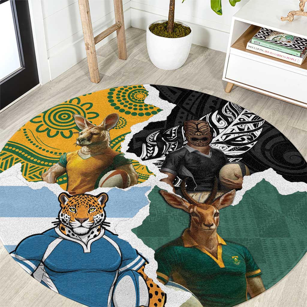 Rugby 2025 Championship Round Carpet Southern Hemisphere Countries Mascots - Polynesian Pride