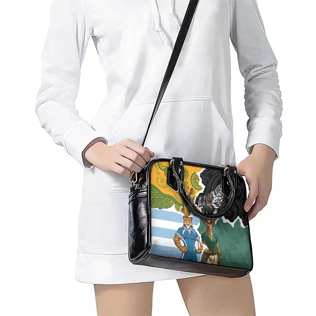 Rugby 2025 Championship Shoulder Handbag Southern Hemisphere Countries Mascots - Polynesian Pride