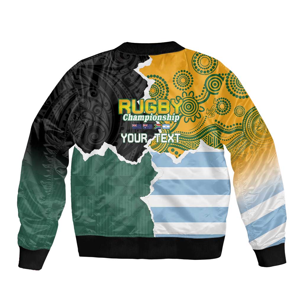 Personalised Rugby 2025 Championship Sleeve Zip Bomber Jacket Southern Hemisphere Countries Mascots LT14 - Polynesian Pride