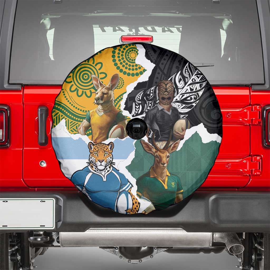 Rugby 2025 Championship Spare Tire Cover Southern Hemisphere Countries Mascots LT14 - Polynesian Pride