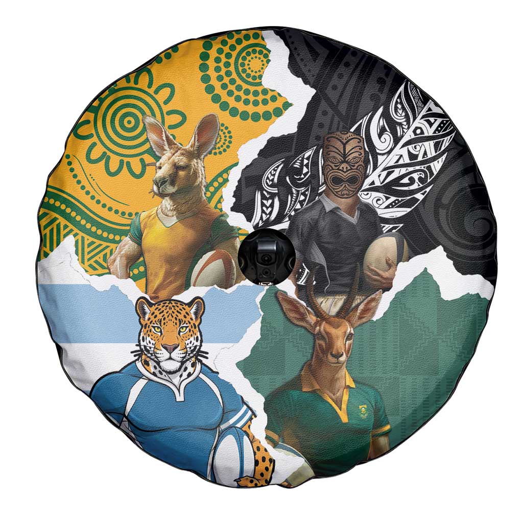 Rugby 2025 Championship Spare Tire Cover Southern Hemisphere Countries Mascots LT14 - Polynesian Pride