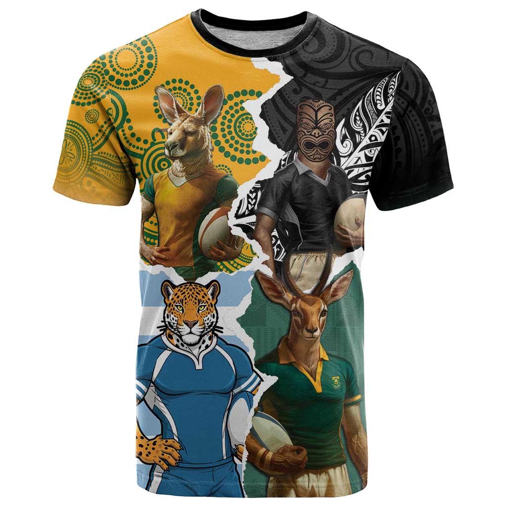 Personalised Rugby 2025 Championship T Shirt Southern Hemisphere Countries Mascots - Polynesian Pride