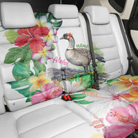 Aloha Hawaii Nene Goose Back Car Seat Cover Tropical Flowers Watercolor Stylized - Polynesian Pride