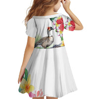 Aloha Hawaii Nene Goose Family Matching Long Sleeve Bodycon Dress and Hawaiian Shirt Tropical Flowers Watercolor Stylized LT14 - Polynesian Pride
