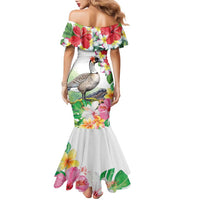 Aloha Hawaii Nene Goose Family Matching Mermaid Dress and Hawaiian Shirt Tropical Flowers Watercolor Stylized LT14 - Polynesian Pride
